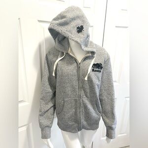 ROOTS Zip Up Hoodie Salt and Pepper Grey Size M
